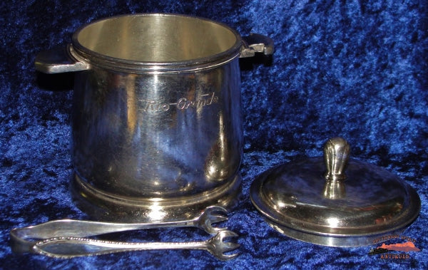 D&rgwrr - 1941 Rio Grande Speed Logo 12 Oz. Sugar Bowl & Tongs Railroadiana
