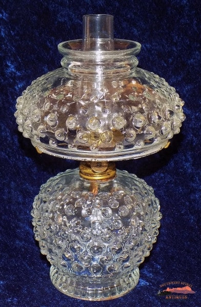Early 1900S Clear Hobnail Miniature Lamp With Shade General Store & Lighting