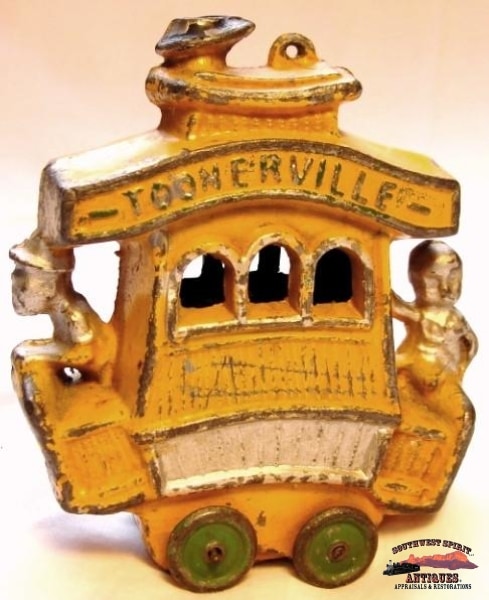 Early 1922 Slush Cast Iron Toonerville Trolley Toy Collectibles-Toys-Games