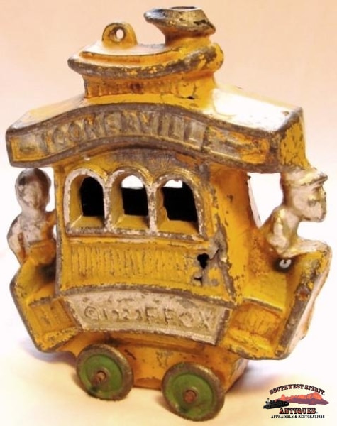 Early 1922 Slush Cast Iron Toonerville Trolley Toy Collectibles-Toys-Games