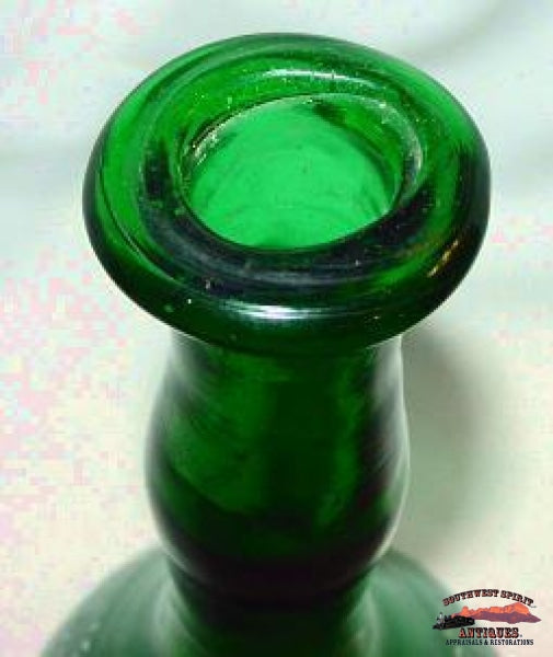 Early Handblown Green Enameled Barber Bottle Glassware-China-Silver