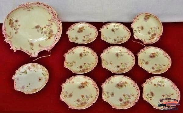 Early Rosenthal Porcelain Savory Pattern Berry Set Glassware-China-Silver