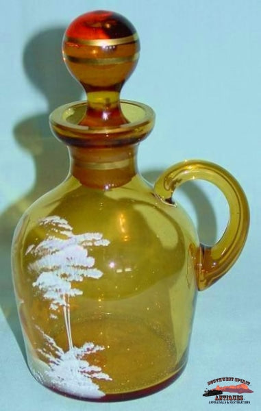 Mary Gregory Amber Cruet Glassware-China-Silver