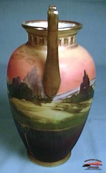 Nippon Matte Vase With Gold Beading Glassware-China-Silver