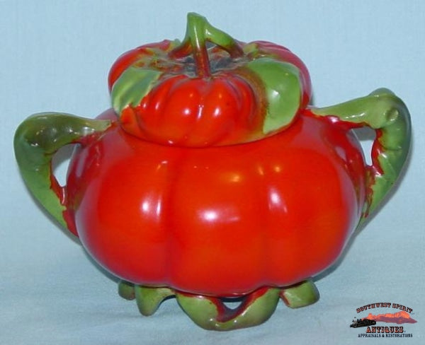 Royal Bayreuth Tomato Sugar Bowl Glassware-China-Silver