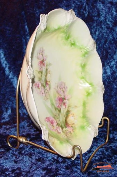 Rs Prussia Iris Mold Floral Bowl W/ Red Mark Glassware-China-Silver