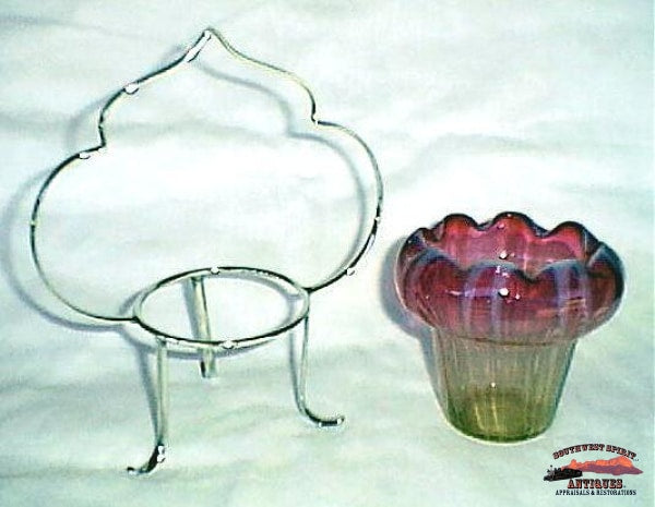 Rubina Verde Opalescent Art Glass Sweetmeat Glassware-China-Silver
