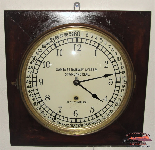 Santa Fe Railway System Standard Dial 16 Square Seth Thomas Clock Railroadiana