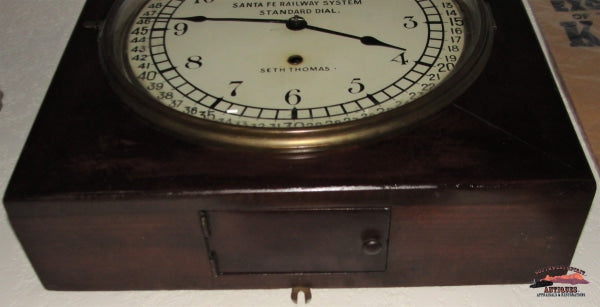 Santa Fe Railway System Standard Dial 16 Square Seth Thomas Clock Railroadiana