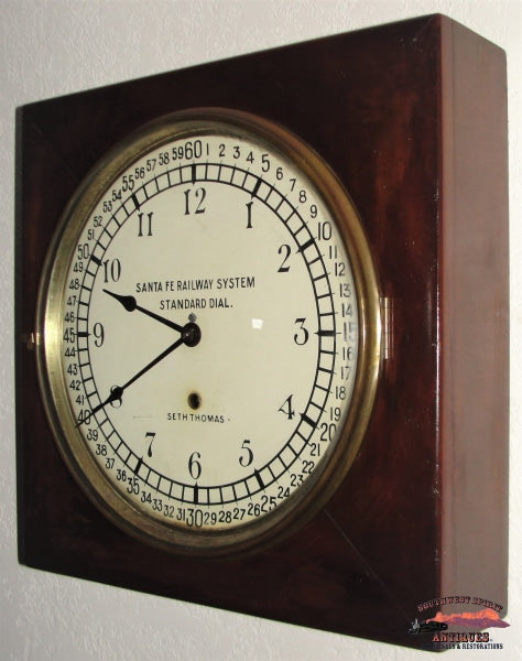 Santa Fe Railway System Standard Dial 16 Square Seth Thomas Clock Railroadiana