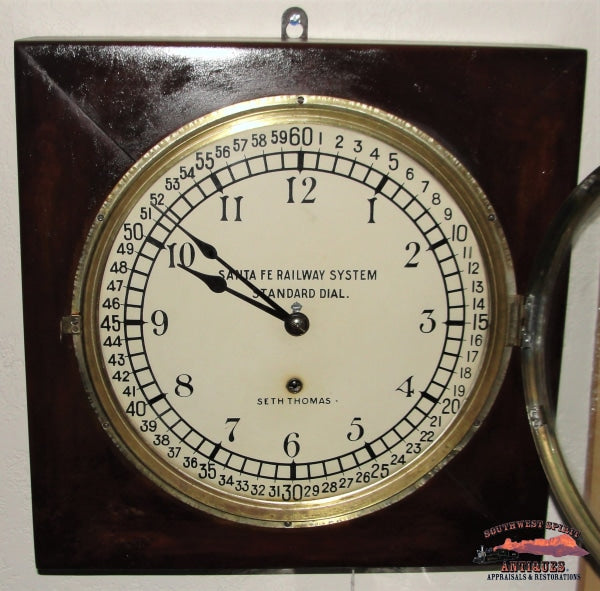 Santa Fe Railway System Standard Dial 16 Square Seth Thomas Clock Railroadiana