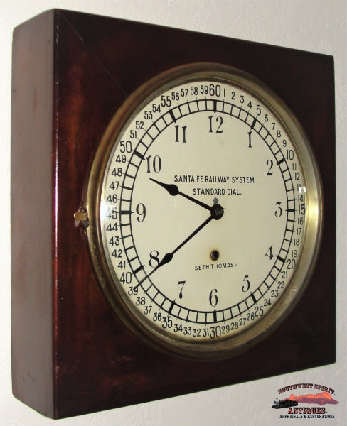 Santa Fe Railway System Standard Dial 16 Square Seth Thomas Clock Railroadiana