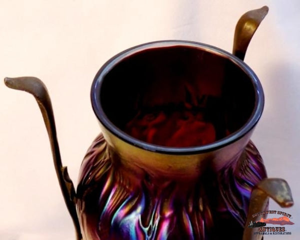 Signed Loetz Austria Art Nouveau Iridescent Vase Glassware-China-Silver