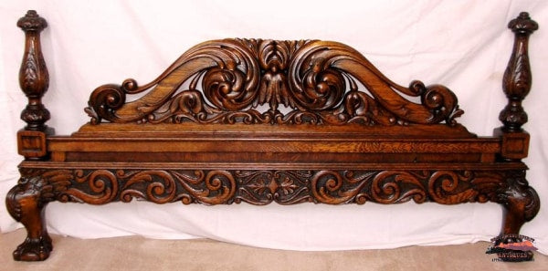 Superb 1890S Pierce Carved Claw Foot 4 Post Bed Furniture