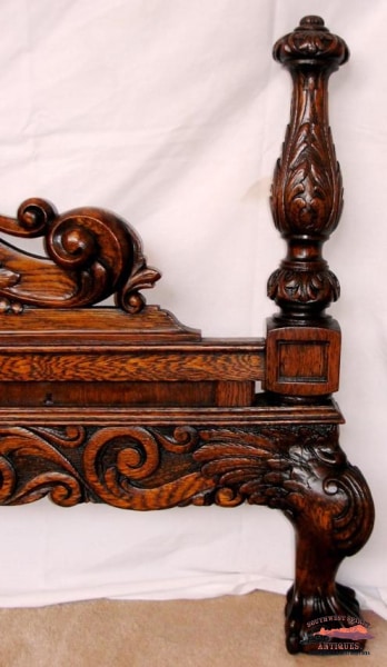 Superb 1890S Pierce Carved Claw Foot 4 Post Bed Furniture