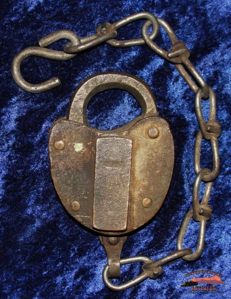 Uprr - Union Pacific Railroad Brass Cast Heart Shaped Cs-1 Adlake Lock Railroadiana