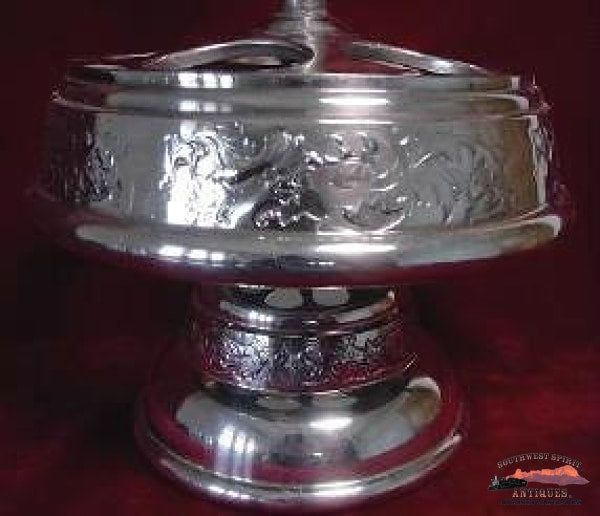 Victorian 5 Bottle Silverplate Castor Set Glassware-China-Silver