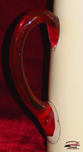Vict. Cranberry Cased Pitcher And 2 Tumblers Glassware-China-Silver