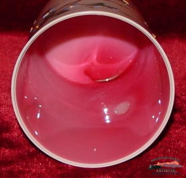 Vict. Cranberry Cased Pitcher And 2 Tumblers Glassware-China-Silver
