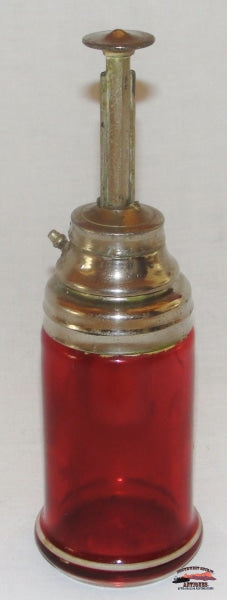 Victorian Cranberry Enameled Perfume Atomizer Glassware-China-Silver