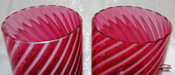 Vict. Cranberry Opalescentswirl Double Pickle Castor Glassware-China-Silver