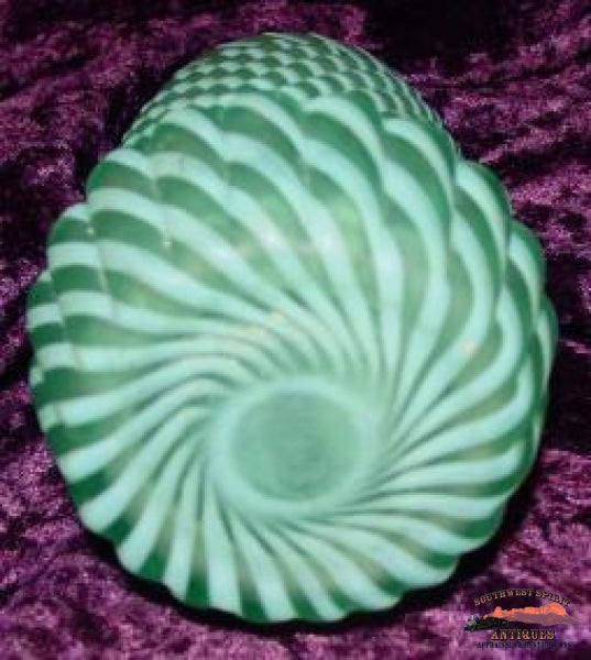 Victorian Mint-Aqua Opalescent Swirl Pickle Castor Glassware-China-Silver